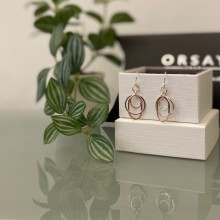 Handcrafted Scottish jewellery - Silver & rose gold open pebble drop earrings